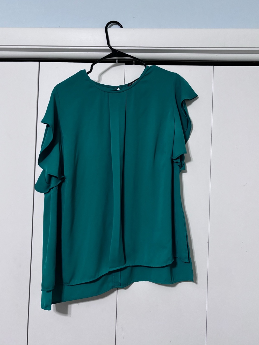 Adrianna Papell Teal Ruffle Sleeve Blouse